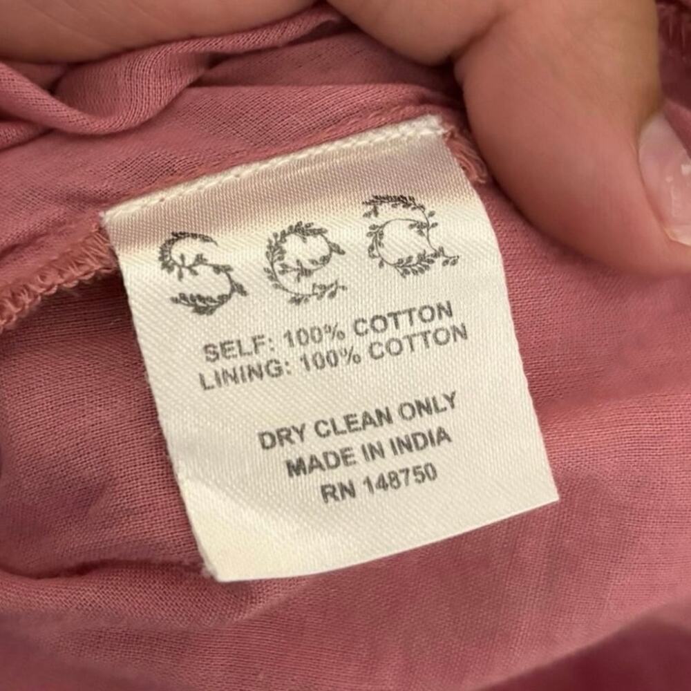 Sea New York 100% Cotton Pink Ingrid Smocked Ruffle Eyelet Midi Dress Size 2 - Picture 6 of 7